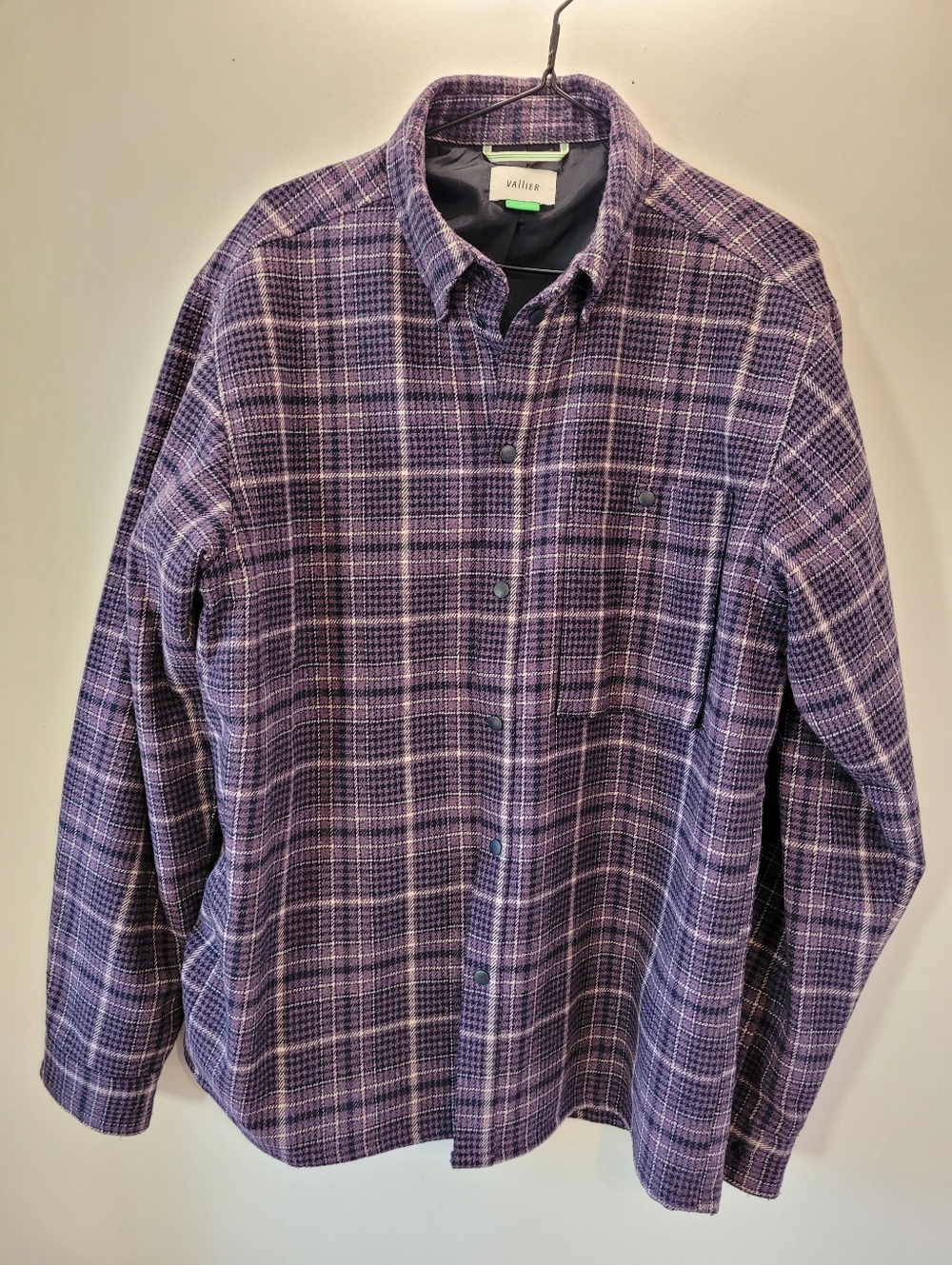 Vallier Kamakura Plaid Purple White Navy Overshirt Snap buttons - Size L